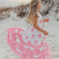 Girls Bella Pink Bow Flutter Sleeve Ruffles Spring Dress