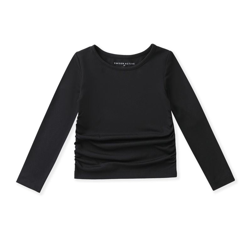 Girls Black Ruched Top by Swoon