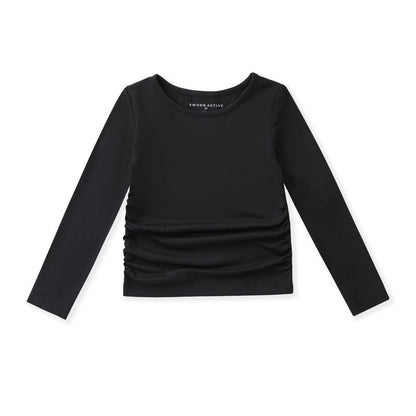 Girls Black Ruched Top by Swoon