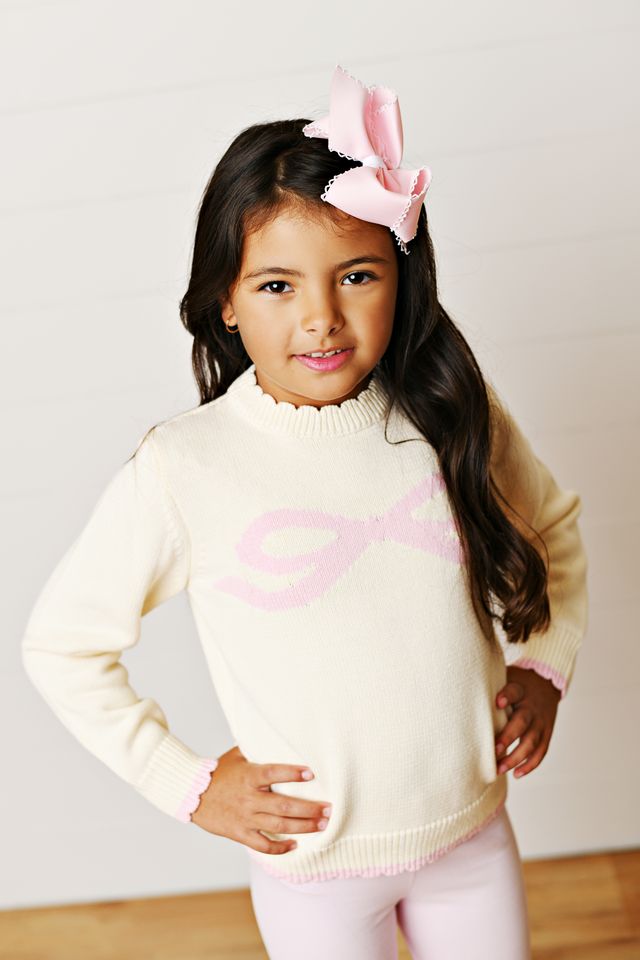 Girls Pink Bow Sweater by Swoon