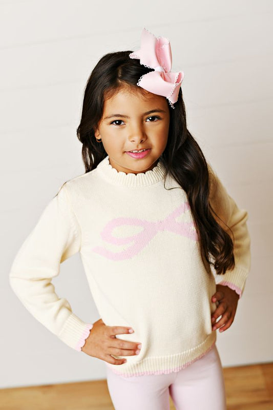 Girls Pink Bow Sweater by Swoon