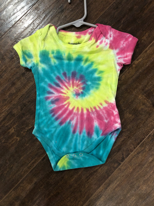 Girls Yellow/Pink Tie Dye Onesie