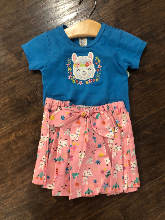 Girls 2 Pc Blue Top and Pleated Skirt by Ladybug Dezignz