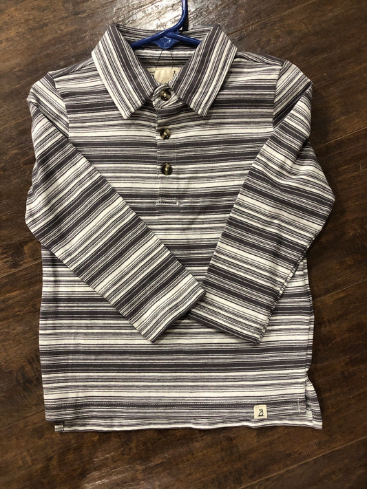 Boys Grey/White Stripe Henley Top by Me & Henry