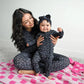 Ladies  Ash Black Leopard Mommy Two Piece Pajamas