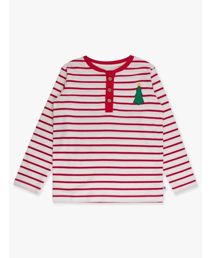 Boys Christmas Tree Red Stripe Knit L/S Tee by RuggedButts