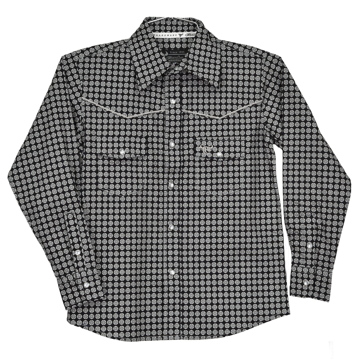 Boys Black Circle Star LS Print Shirt by Cowboy Hardware