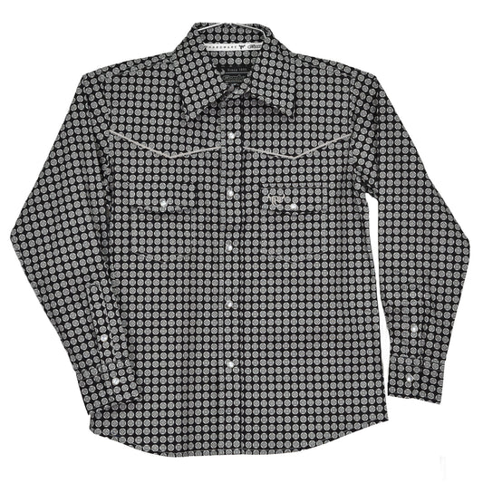 Boys Black Circle Star LS Print Shirt by Cowboy Hardware