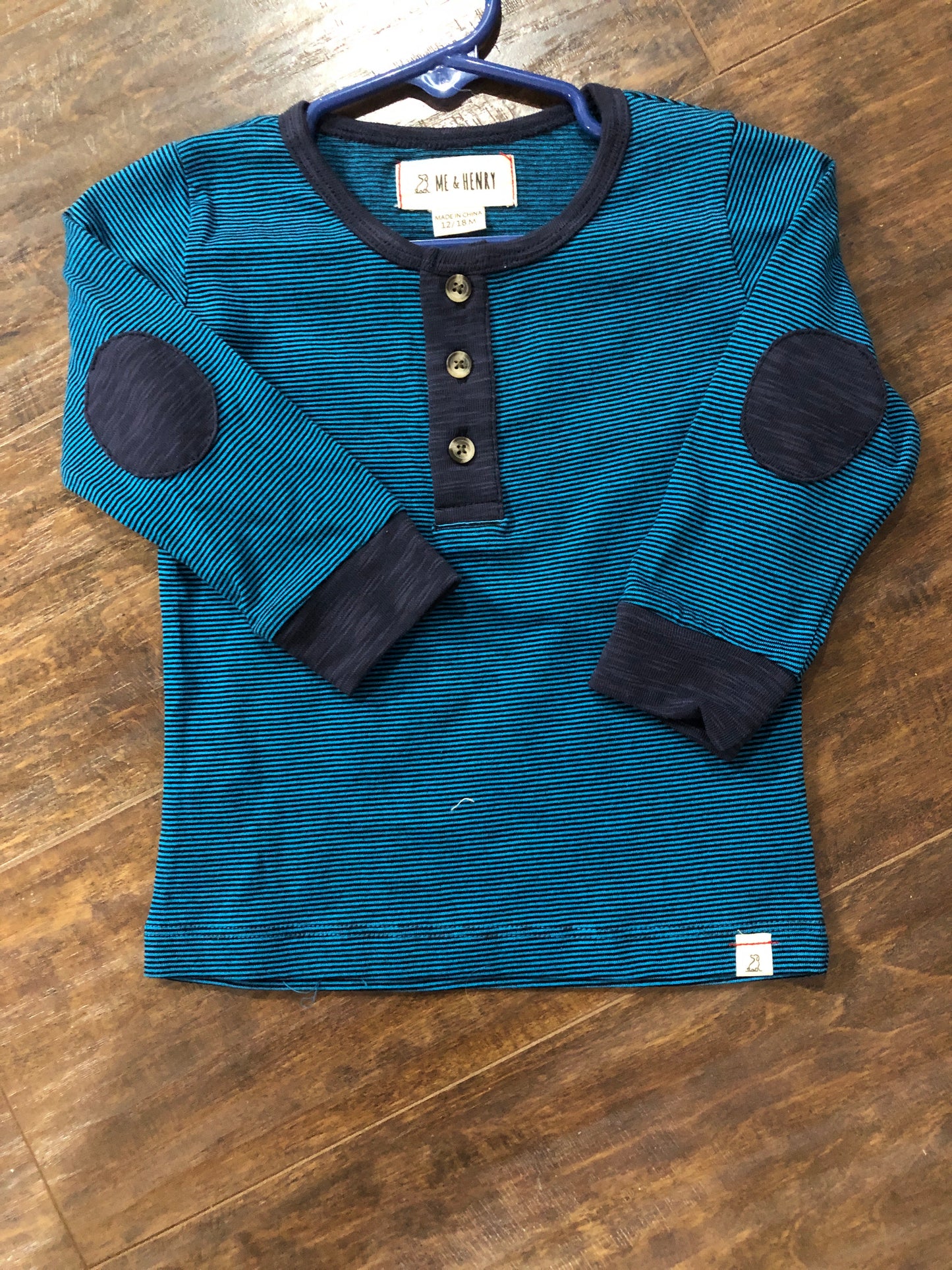 Boys Teal/Navy Micro Stripe Onesie or Top by Me & Henry