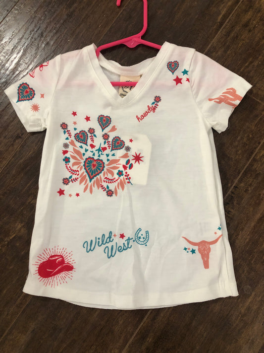 Girls White Western Print Top by Grace & Emma