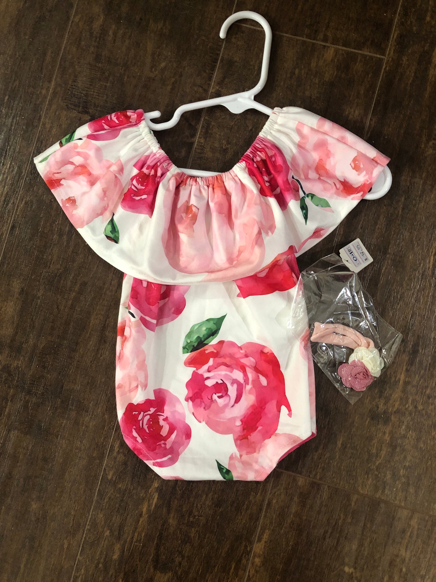 Girls Floral Onesie with Headband