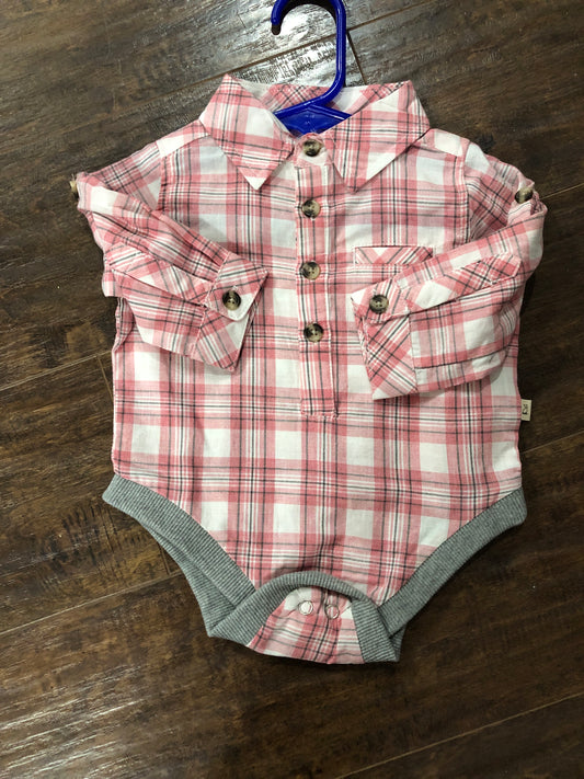 Boys Pink/White Plaid Onesie by Me & Henry