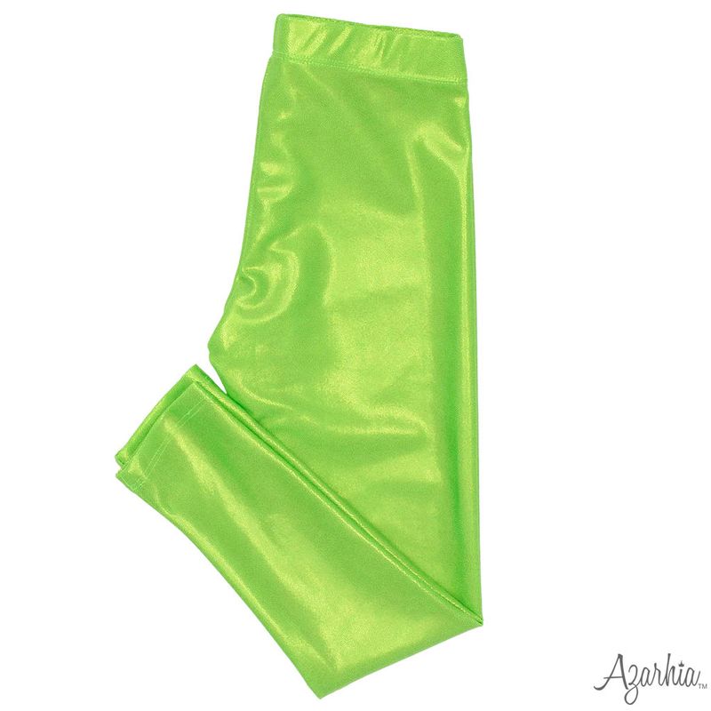 Girls Lime Green Shimmer Leggings by Azarhia