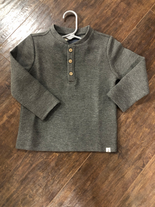 Boys Charcoal Waffle Knit Henley Top by Me & Henry