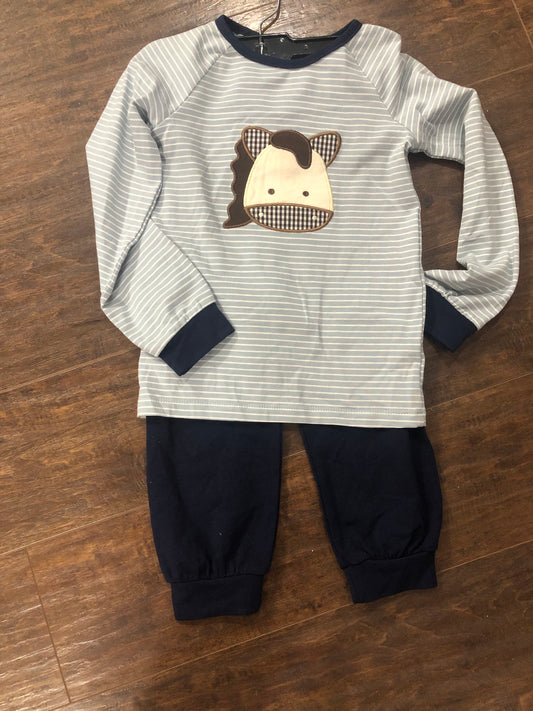 Boys 2 Pc Horse Applique by Three Sisters