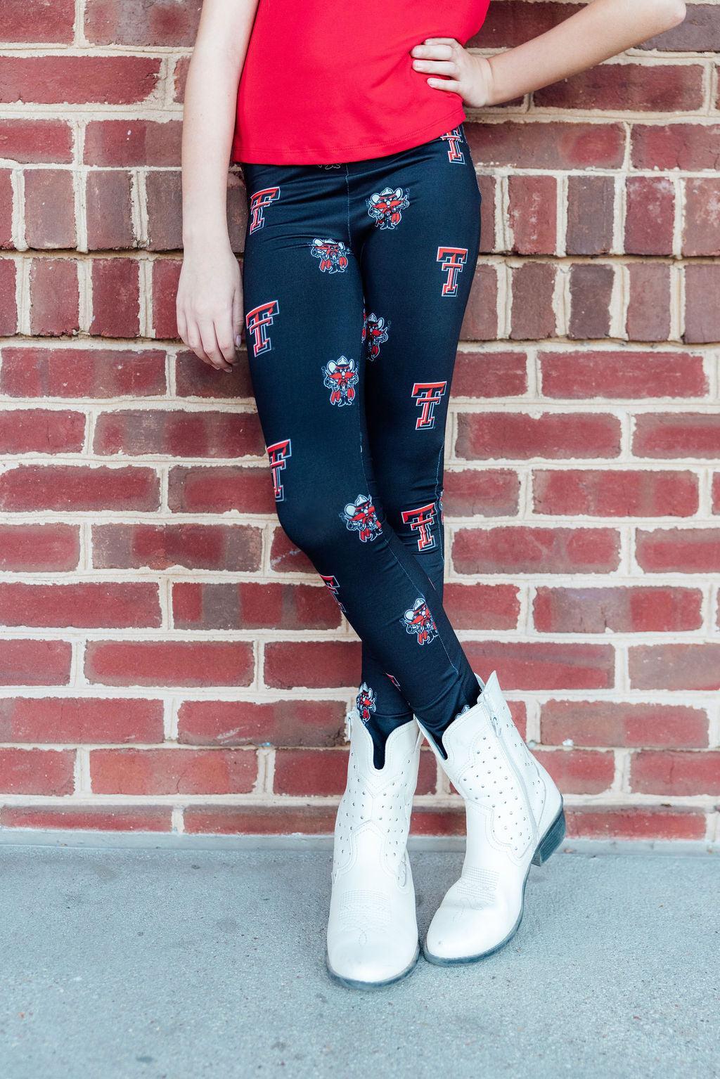 Girls Texas Tech Black Raider Red Leggings by Mila and Rose