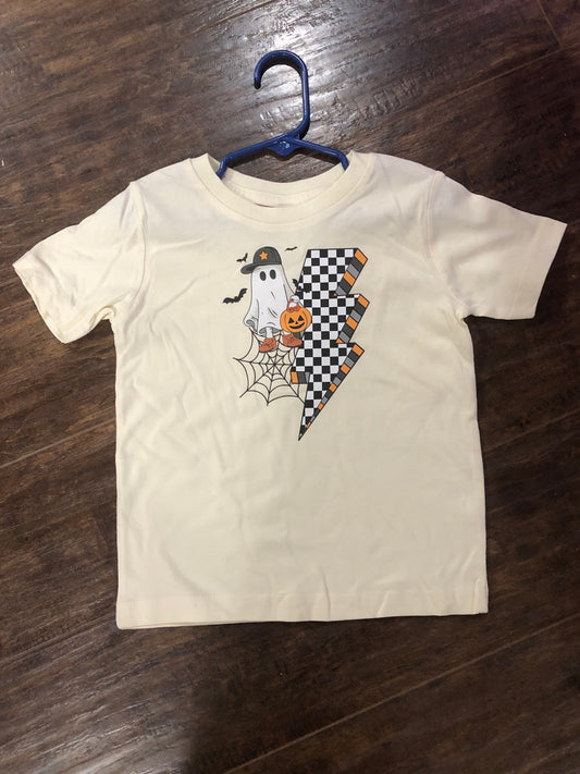 Boys Checker Ghost Halloween S/S Tee by Sweet Wink