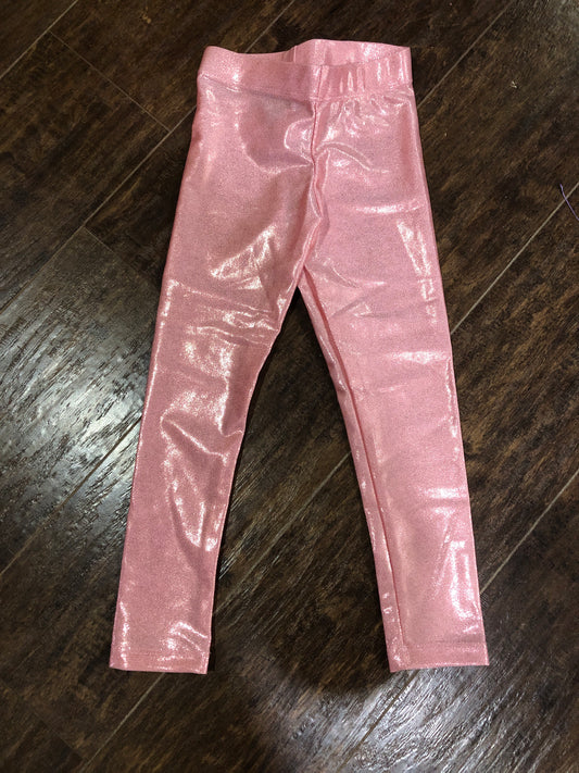 Girls Pink Metallic Leggings by Azarhia
