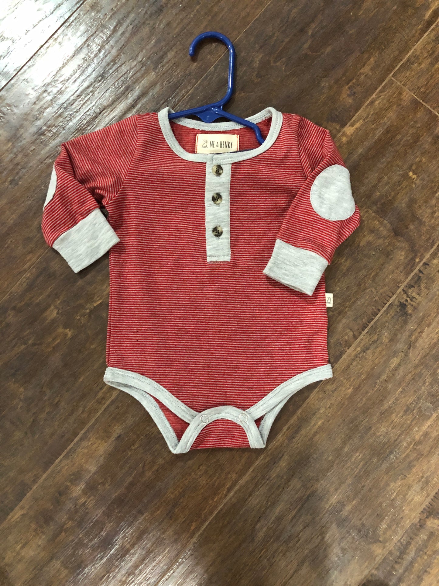 Boys Red/Grey Micro Stripe Onesie or Shirt by Me & Henry