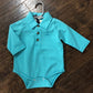Boys Turquoise Striped Henley Onesie or Top by Me & Henry