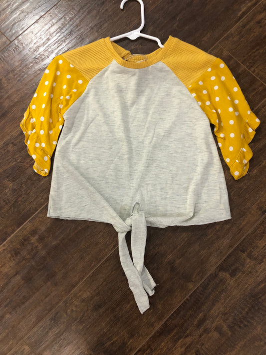 Girls Gray Tie Front Top Gold Bell Sleeve by Grace & Emma