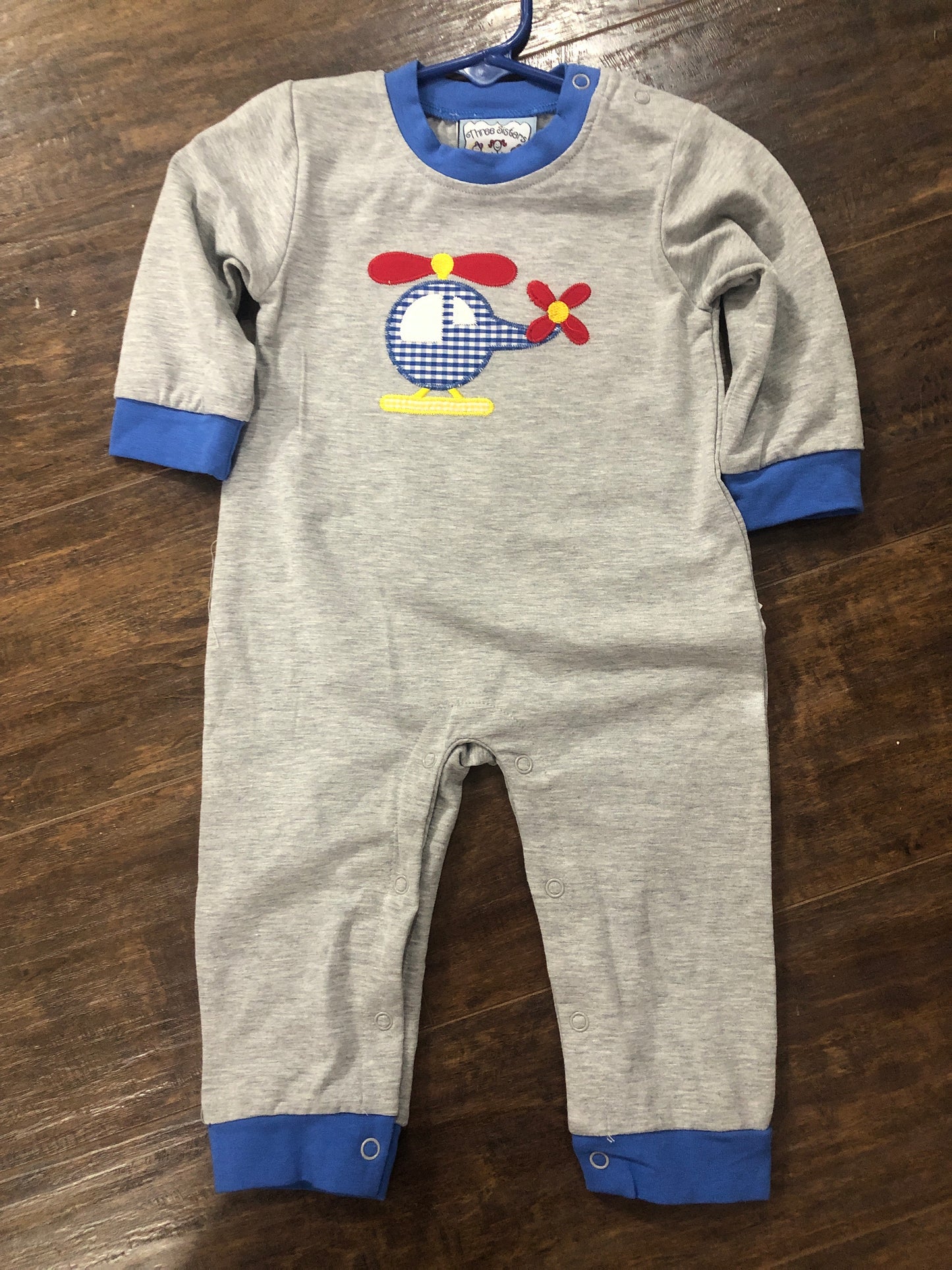 Boys Helicopter on Gray Romper by Three Sisters
