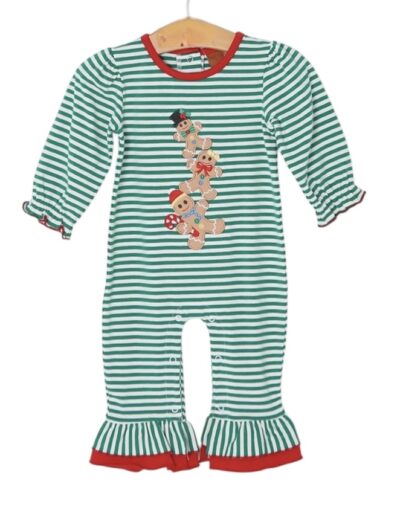 Girls Gingerbread Men Romper by Millie Jay