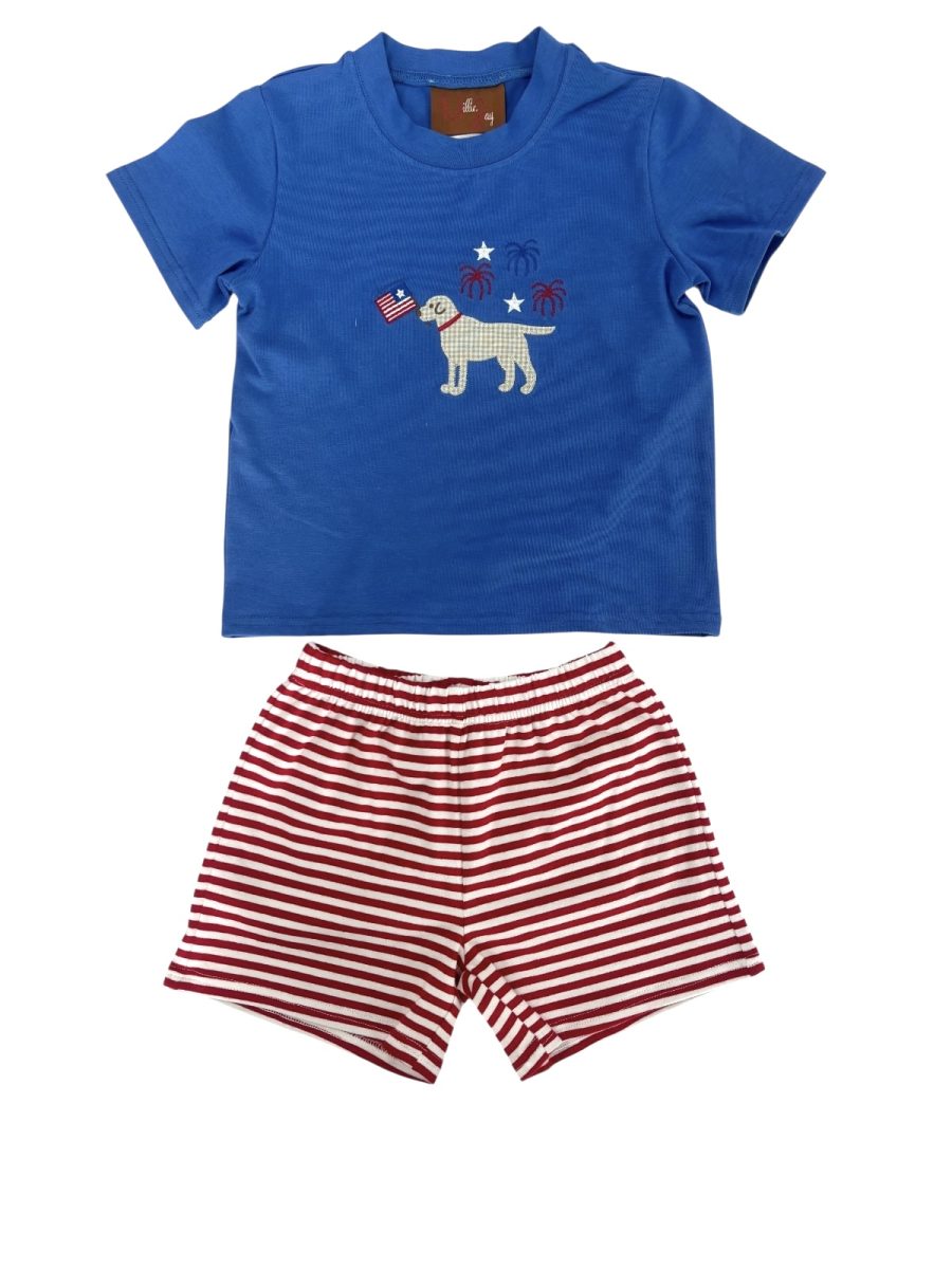 Boys Patriotic Pup Short Set by Millie Jay