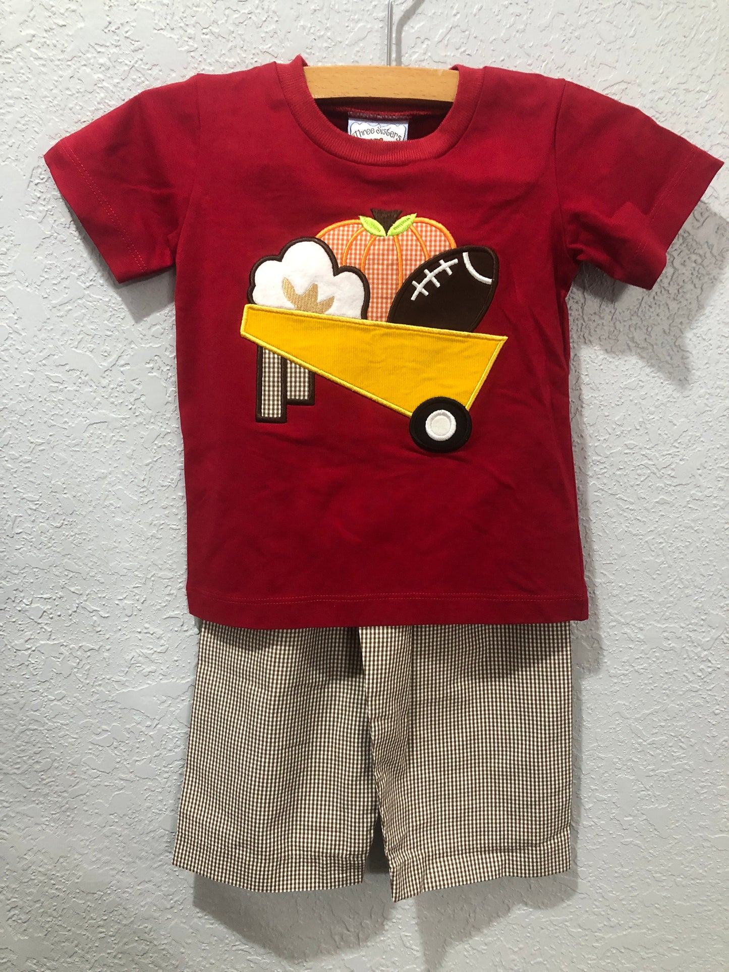 Boys Fall Short Sleeve Romper or Pant/Shirt Set by Three Sisters