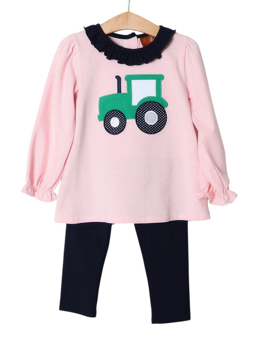 Girls Tractor Applique Legging Set by Millie Jay