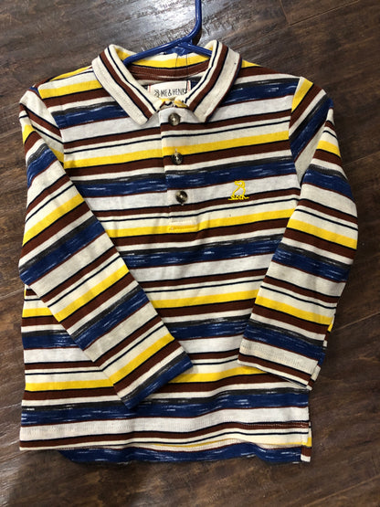 Boys Gold/Brown/Blue Stripe Henley Onesie or Top by Me & Henry