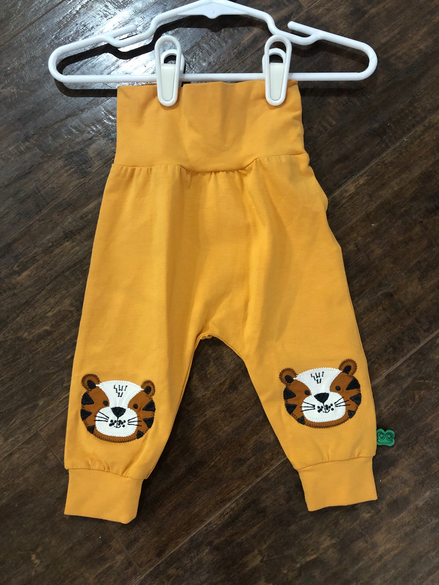 Boys Gold High Waist Pants w/Tiger Applique