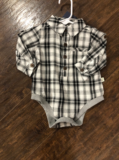 Boys Black/White Plaid Onesie or Shirt by Me & Henry
