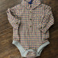Boys Navy Blue/Rust/Brown Plaid Onesie or Shirt by Me & Henry