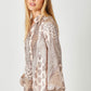 Ladies Mystree Pintuck Print Blouse - Sand Mix