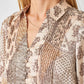 Ladies Mystree Pintuck Print Blouse - Sand Mix