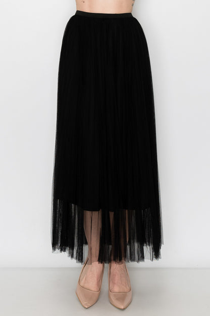 Ladies Lined Tulle Mesh Long Skirt