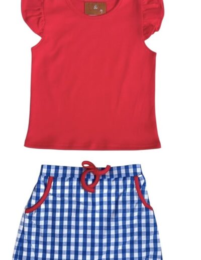 Girls Red & Blue Remi Skort Set by Millie Jay