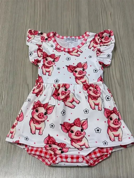 Girls Piglets in Bloom Romper by Little Bugz Boutique