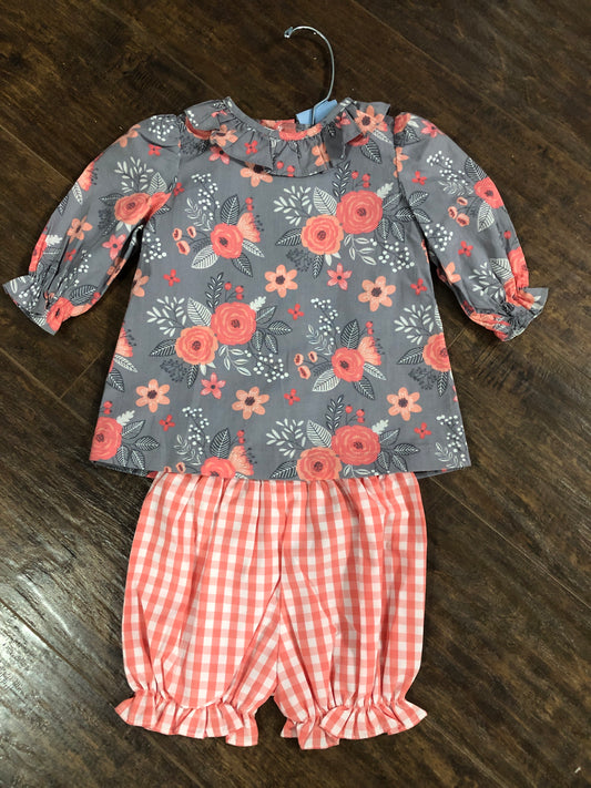 Girls Gray Floral Dress by Three Sisters