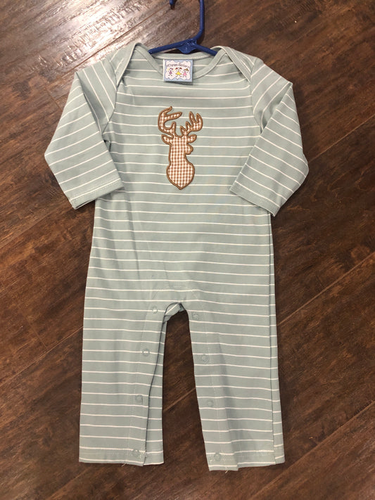 Boys Deer on Green Romper by Three Sisters