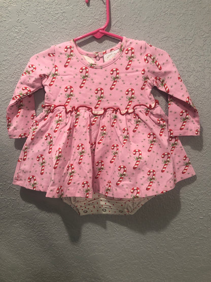 Girls Candy Cane Christmas L/S Dress by Swoon Baby