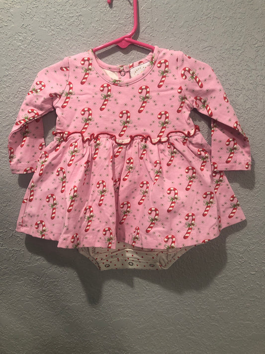 Girls Candy Cane Christmas L/S Dress by Swoon Baby