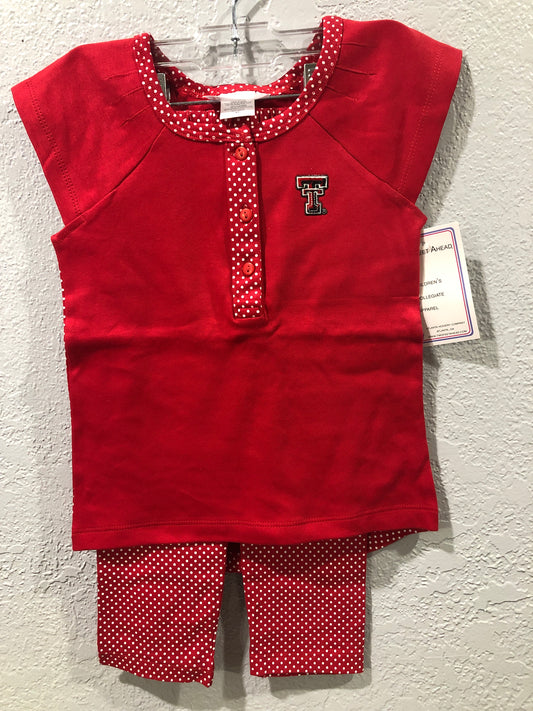 Girls Texas Tech Red Pin Dot Legging Set by Two Feet Ahead