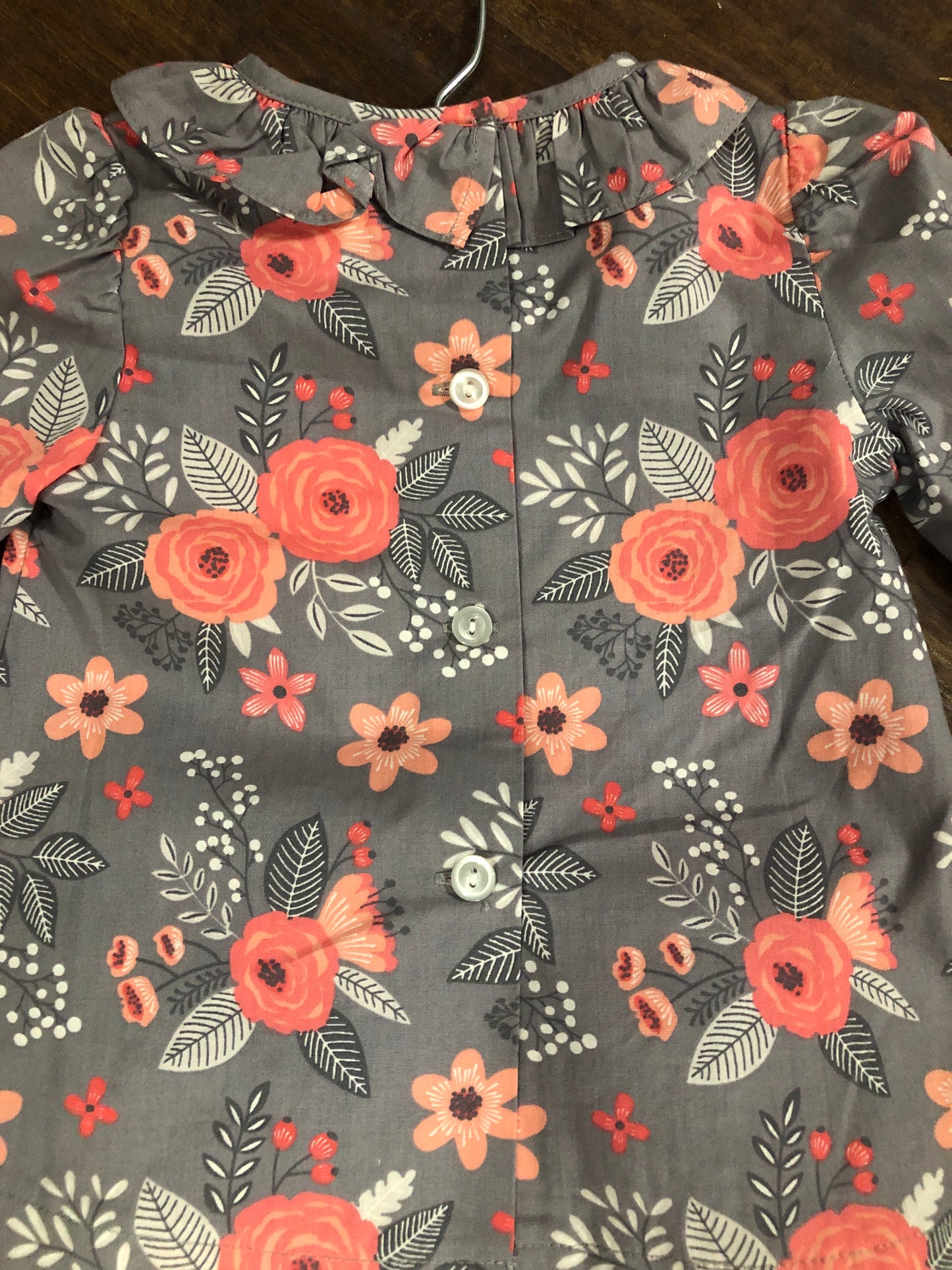 Girls Gray Floral Dress by Three Sisters