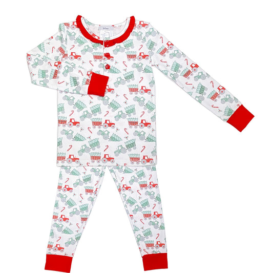 Girls Santa's Tractor Pajama Set by Ishtex