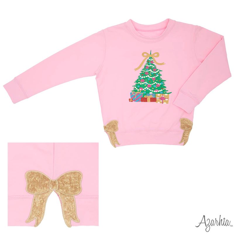 Girls Christmas Tree in Glitter on Pink Holly by Azarhia