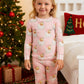 Girls Pink Vintage Santa Milk Silk 2 Piece Lunge Set by Little Bugz Boutique