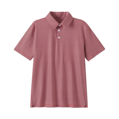 Men's Micro Red, Black & White Stripe Polo by Meripex