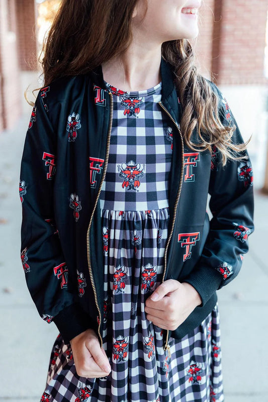 Girls Texas Tech Black Red Raider Satin Jacket by Mila and Rose
